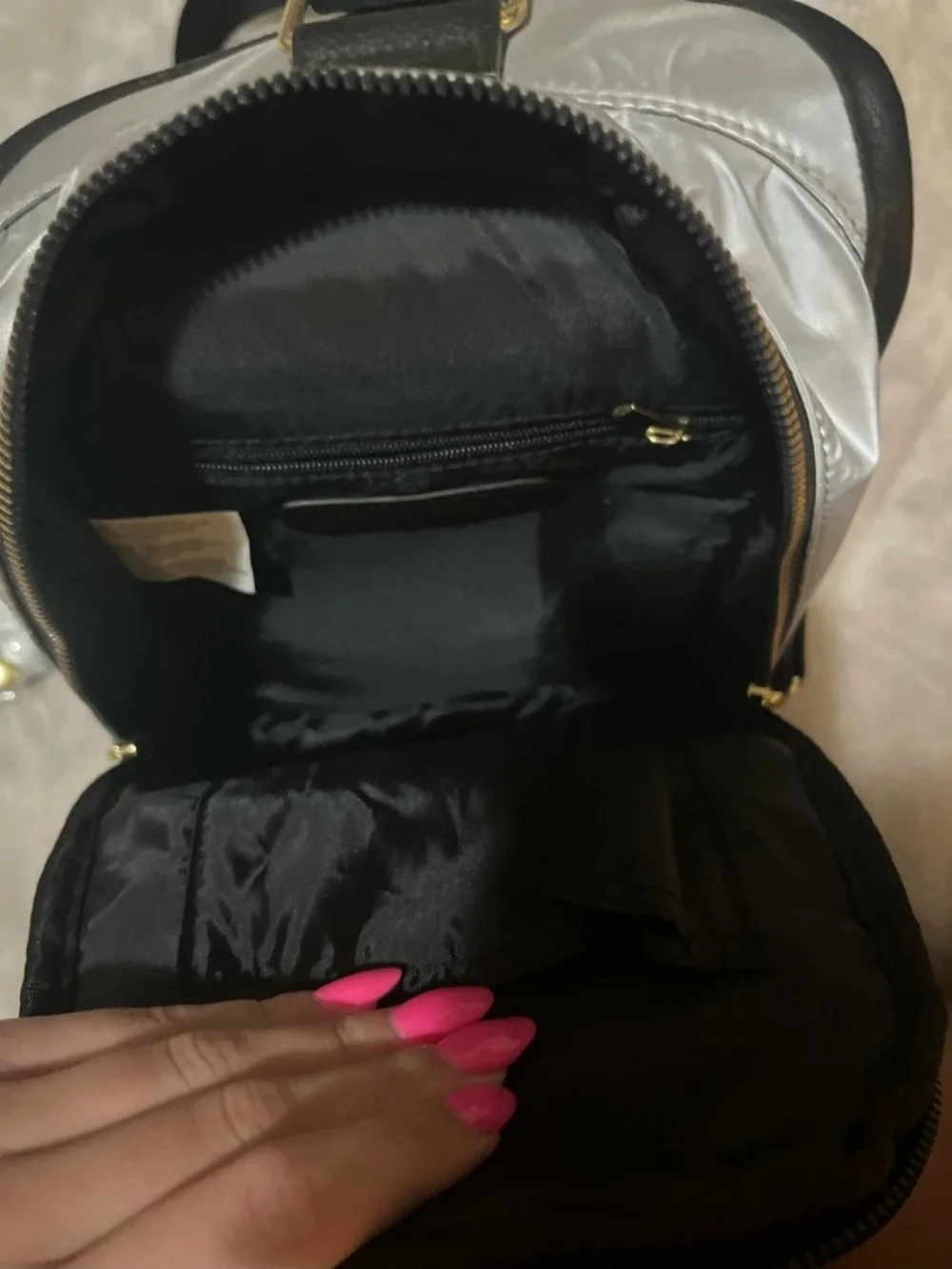 Betsey Johnson Ivory Quilted Heart Mini Backpack with Gold Hardware